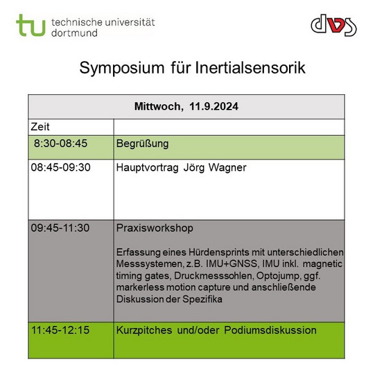 Zeitplan Symposium für Inertialsensorik Zeitplan Symposium für Inertialsensorik von 8:30 bis 12:15 Uhr.